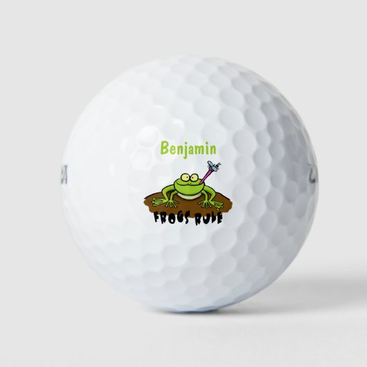 Frösche herrschen lustig-grüner Frosch-Cartoon Golfball (Vorderseite)