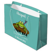 Frösche herrschen lustig-grüner Frosch-Cartoon Große Geschenktüte (Rückseite Schrägansicht)