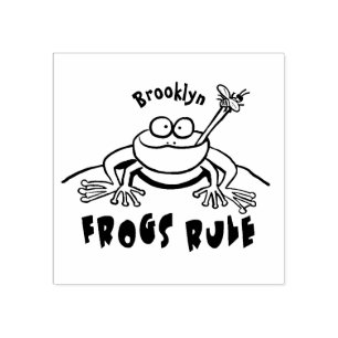 Frösche herrschen lustig-grüner Frosch-Cartoon Gummistempel