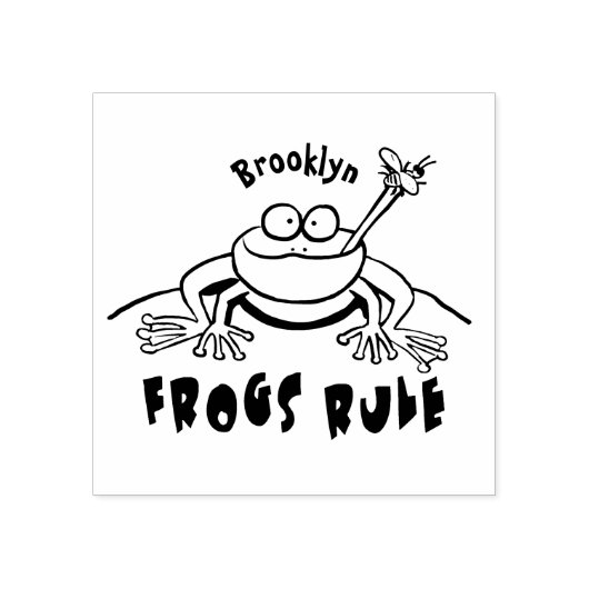 Frösche herrschen lustig-grüner Frosch-Cartoon Gummistempel (Prägung)