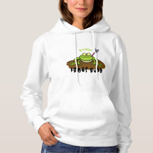 Frösche herrschen lustig-grüner Frosch-Cartoon Hoodie