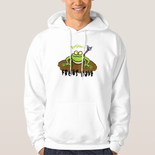 Frösche herrschen lustig-grüner Frosch-Cartoon Hoodie (Vorderseite)