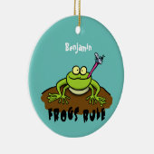 Frösche herrschen lustig-grüner Frosch-Cartoon Keramik Ornament (Rechts)