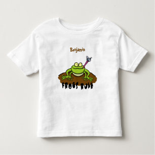 Frösche herrschen lustig-grüner Frosch-Cartoon Kleinkind T-shirt