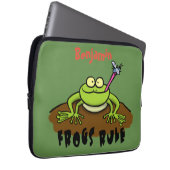 Frösche herrschen lustig-grüner Frosch-Cartoon Laptopschutzhülle (Vorne Rechts)