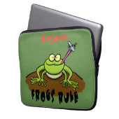Frösche herrschen lustig-grüner Frosch-Cartoon Laptopschutzhülle (Vorderseite Links)