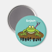 Frösche herrschen lustig-grüner Frosch-Cartoon Magnet (Vorderseite/Rückseite)