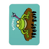 Frösche herrschen lustig-grüner Frosch-Cartoon Magnet (Vertikal)
