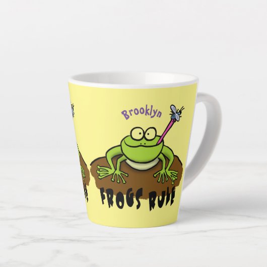 Frösche herrschen lustig-grüner Frosch-Cartoon Milchtasse (Rechte Ecke)