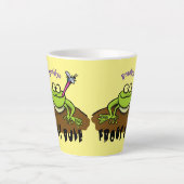 Frösche herrschen lustig-grüner Frosch-Cartoon Milchtasse (Vorderseite)