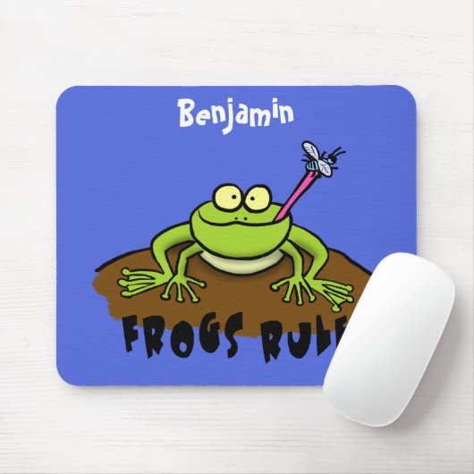 Frösche herrschen lustig-grüner Frosch-Cartoon Mousepad (Mit Mouse)