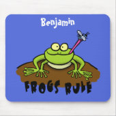 Frösche herrschen lustig-grüner Frosch-Cartoon Mousepad (Vorne)