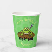 Frösche herrschen lustig-grüner Frosch-Cartoon Pappbecher (Rückseite)