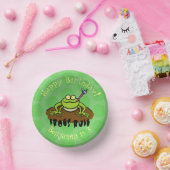 Frösche herrschen lustig-grüner Frosch-Cartoon Pappteller (Party)