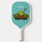 Frösche herrschen lustig-grüner Frosch-Cartoon Pickleball Schläger (Rückseite)