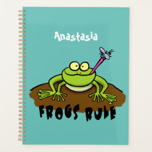 Frösche herrschen lustig-grüner Frosch-Cartoon Planer