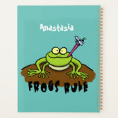 Frösche herrschen lustig-grüner Frosch-Cartoon Planer (Rückseite)