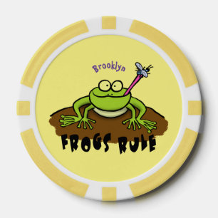Frösche herrschen lustig-grüner Frosch-Cartoon Pokerchips