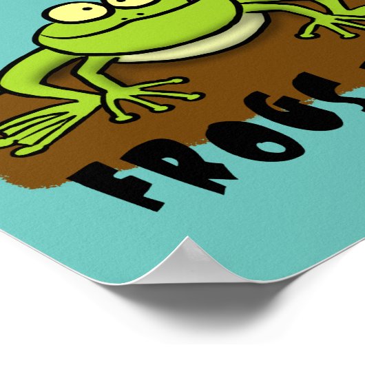 Frösche herrschen lustig-grüner Frosch-Cartoon Poster (Ecke)