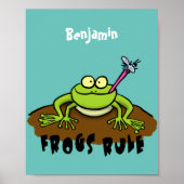 Frösche herrschen lustig-grüner Frosch-Cartoon Poster (Vorne)