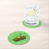 Frösche herrschen lustig-grüner Frosch-Cartoon Runder Pappuntersetzer (Vor Ort)