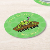 Frösche herrschen lustig-grüner Frosch-Cartoon Runder Pappuntersetzer (Angewinkelt)