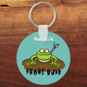 Frösche herrschen lustig-grüner Frosch-Cartoon Schlüsselanhänger (Vorderseite)