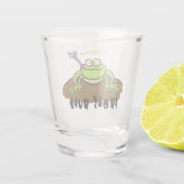 Frösche herrschen lustig-grüner Frosch-Cartoon Schnapsglas (Rückseite)