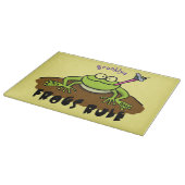 Frösche herrschen lustig-grüner Frosch-Cartoon Schneidebrett (Ecke)