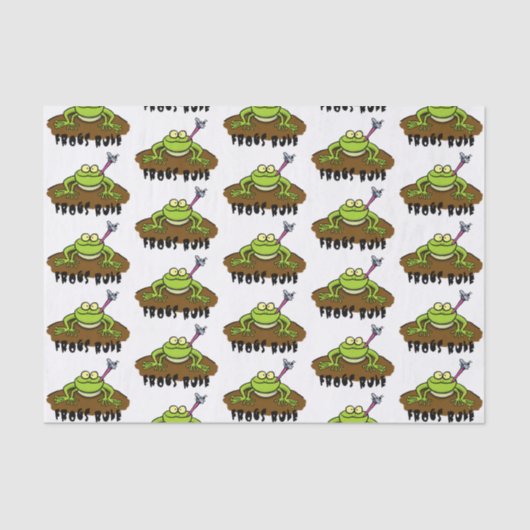 Frösche herrschen lustig-grüner Frosch-Cartoon Seidenpapier (Vorderseite)