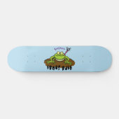Frösche herrschen lustig-grüner Frosch-Cartoon Skateboard (Horizontal)