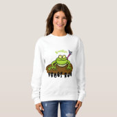 Frösche herrschen lustig-grüner Frosch-Cartoon Sweatshirt (Vorne ganz)