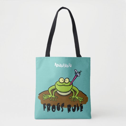 Frösche herrschen lustig-grüner Frosch-Cartoon Tasche (Vorderseite)