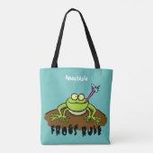 Frösche herrschen lustig-grüner Frosch-Cartoon Tasche (Rückseite)