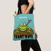 Frösche herrschen lustig-grüner Frosch-Cartoon Tasche (Von Nahem)
