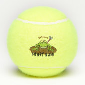 Frösche herrschen lustig-grüner Frosch-Cartoon Tennisbälle (Rückseite)