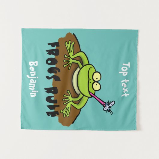 Frösche herrschen lustig-grüner Frosch-Cartoon Wandteppich (Vorderseite (Horizontal))