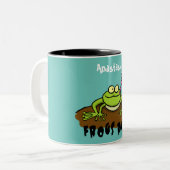 Frösche herrschen lustig-grüner Frosch-Cartoon Zweifarbige Tasse (Vorderseite Links)