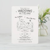 Frösche Hochzeit am See Hochzeitstanz Einladung (Stehend Vorderseite)