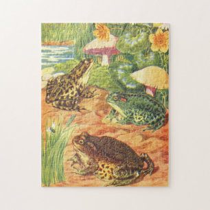 Frösche Illustration Vintage Kinderbuch Puzzle