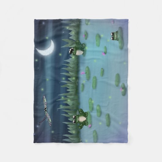 Frösche in einem Lilienauflageteich Fleecedecke (Vorderseite)