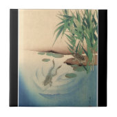 Frösche in einem Teich, japanische Kunst circa Fliese (Vorderseite)