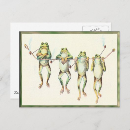 Frösche in einer Line Post Card Postkarte (Vorne/Hinten)
