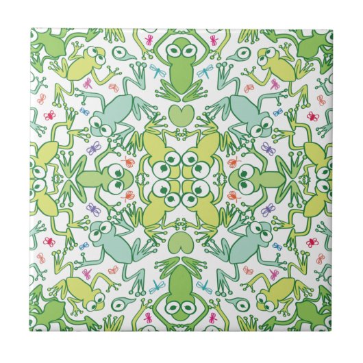 Frösche in jeder Ecke dieses schlanken Musters Fliese (Vorderseite)