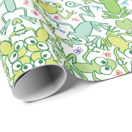 Frösche in jeder Ecke dieses schlanken Musters Geschenkpapier (Rolleneckpunkt)