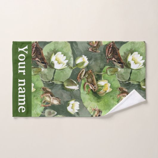 Frösche, Lilien, grün und weiß Badhandtuch Set (Handtuch)