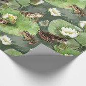Frösche, Lilien, grün und weiß Geschenkpapier (Ecke)