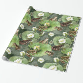 Frösche, Lilien, grün und weiß Geschenkpapier (Ungerollt)