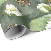 Frösche, Lilien, grün und weiß Geschenkpapier (Rolleneckpunkt)