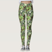 Frösche, Lilien, grün und weiß Leggings (Vorderseite)